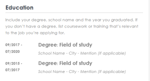 Resume education format