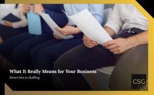 Job seeker learning about direct hire in staffing industry